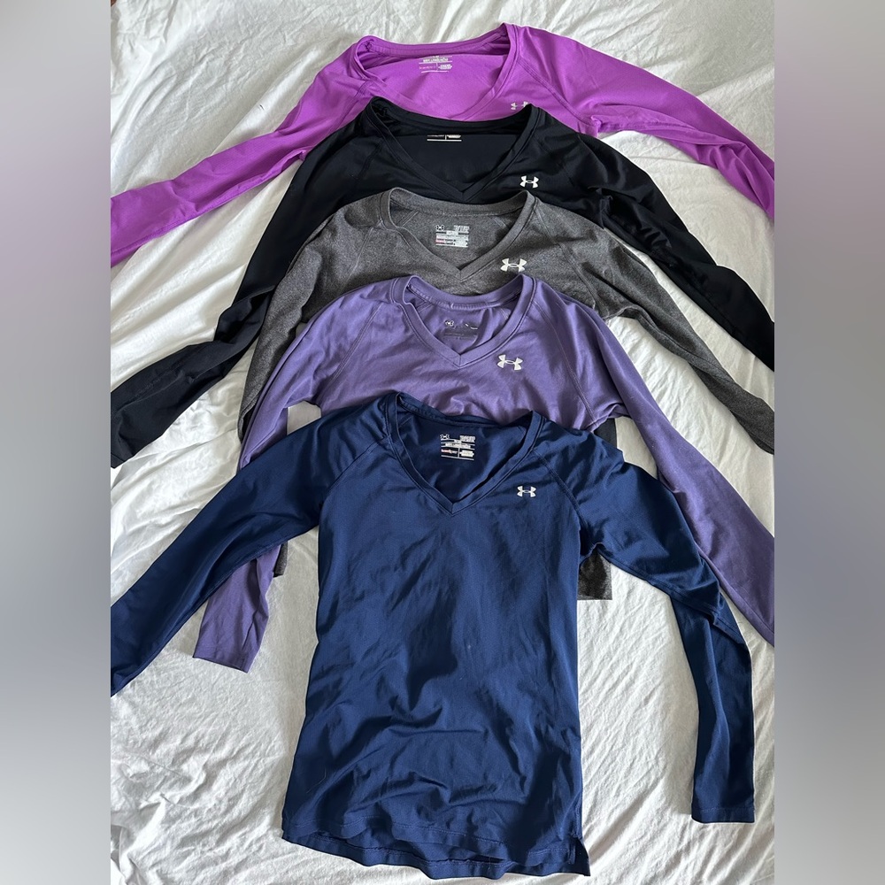 LOT of 5 UnderArmour heat gear compression tops